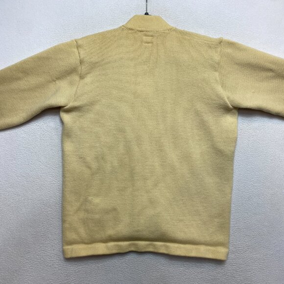 VINTAGE Snowden Mize Cardigan Mens 44 Beige Letterman K Wool Sweater 40s 50s 60s - Picture 11 of 14